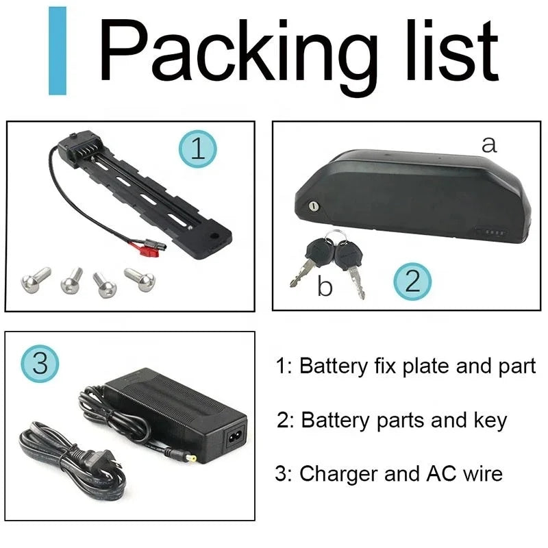 USA UK Warehouse 52V20Ah Electric Bike Battery Polly Electric Bicycle 48V 52V 2000W Batteries for Ebike Conversion Kit